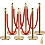 Poteau de séparation - vevor - acier inoxydable doré avec cordon extensible rouge - pour une utilisation ... Poteau de séparation - vevor - acier inoxydable doré avec cordon extensible rouge - pour une utilisation ...