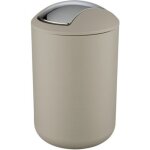 Poubelle avec couvercle  bascule - brasil - 6 litres taupe wenko