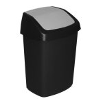 Poubelle avec couvercle  charnire, curver, plastique, noir, 25 l, 27, 8x34, 6x51, 1 cm