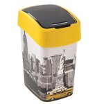Poubelle avec couvercle à charnière, plastique, modèle new york, 25 l, 34x26x47 cm, curver Poubelle avec couvercle à charnière, plastique, modèle new york, 25 l, 34x26x47 cm, curver