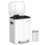 Poubelle de cuisine 2 x 20l, poubelle  2 compartiments, pdale en mtal, seaux intrieurs en plastique, ...