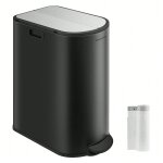 Poubelle de cuisine, 30l et 20l, 2 compartiments, avec pdale et couvercles ailes, noir d'encre et argent ...