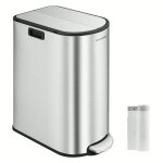 Poubelle de cuisine, 30l et 20l, poubelle mince 2 compartiments pour tri et recyclage des dchets, argent ...