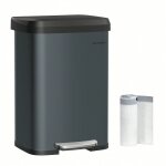 Poubelle de cuisine, 50 l, poubelle  pdale en mtal avec couvercle, grande et haute, gris anthracite ...