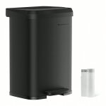 Poubelle de cuisine, 50l, poubelle  pdale en mtal avec couvercle, grande et haute, noir