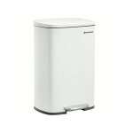 Poubelle de cuisine 50l  pdale, avec seau intrieur en plastique, couvercle, anti - odeur, blanc