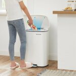 Poubelle de cuisine 50l  pdale, avec seau intrieur en plastique, couvercle, anti - odeur, blanc