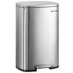 Poubelle de cuisine 50l  pdale, avec seau intrieur en plastique, couvercle, argent
