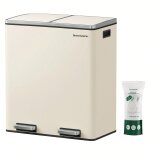 Poubelle  double compartiment 2 x 30l, avec 15 sacs poubelles, pdales en mtal, 2 seaux en plastique, ...