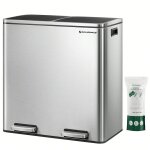 Poubelle  double compartiment 2 x 30l, avec 15 sacs poubelles, pdales en mtal
