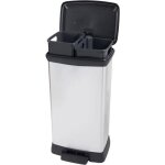 Poubelle duo rectangle - deco bin - curver - 46l (23 + 23l) - double compartiment - 39 x 29 x 72 cm - ...