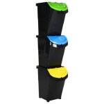 Poubelles empilables avec couvercles 3 pcs noir pp 120 l vidaxl vidaxl Poubelles empilables avec couvercles 3 pcs noir pp 120 l vidaxl vidaxl