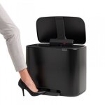 Poubelle ? p?dale 2 seaux 11 + 23l noir mat - 121227