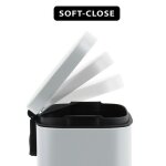 Poubelle ? p?dale de cuisine grande capacit? acier akira 50l blanc mat