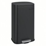 Poubelle  pdale de 30l, seau interne en plastique, couvercle  charnire, fermeture souple, noir
