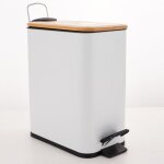 Poubelle � p�dale acier & bambou erik 5l blanc mat spirella