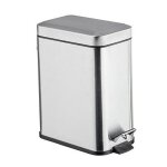 Poubelle  pdale carre pour salle de bain en acier inox 5 litres mat wenko