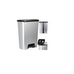 Poubelle � p�dale curver compacta 50 l gris aspect m�tal, fermeture douce