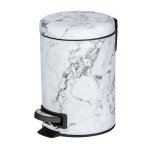 Poubelle à pédale effet marbre onyx - 3 l - blanc Poubelle à pédale effet marbre onyx - 3 l - blanc
