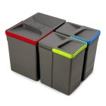 Poubelles pour tiroir de cuisine recycle avec couvercle anti - odeurs - hauteur 266 - 1x15litres - 2x7litres ...