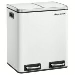 Poubelle tri slectif 2 bacs, 2 x 15l, poubelle double, 2 compartiments, blanc