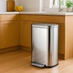 Poubelle de tri s�lectif acier inoxydable argent 60l