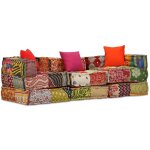 Pouf modulable 3 pcss lot 1 tissu patchwork multicolore repose - pieds confortable Pouf modulable 3 pcss lot 1 tissu patchwork multicolore repose - pieds confortable