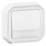 Poussoir no - nf lumineux porte - �tiquette plexo complet encastr� blanc (069864l)