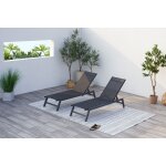 Prato - lot de 2 transat gris fonc�