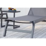 Prato - lot de 2 transats et une table d'appoint gris et noir