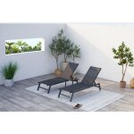 Prato - lot de 2 transats et une table d'appoint noir