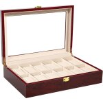 Prsentoir bote, 12 compartiments coffret a montre, bois bijoux coffret de rangement avec serrure pour ...