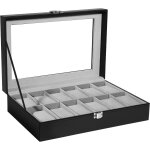 Prsentoir bote, 12 compartiments coffret a montre, bois bijoux coffret de rangement avec serrure pour ...