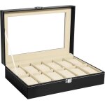 Prsentoir bote, 12 compartiments coffret a montre, bois bijoux coffret de rangement avec serrure pour ...