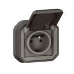 Prise de courant 2p + t plexo complet encastr� anthracite (069860l)