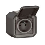 Prise de courant 2p + t plexo complet saillie anthracite (069791l)