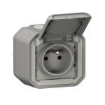 Prise de courant 2p + t plexo complet saillie gris (069731l)