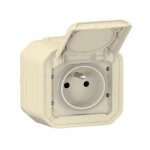 Prise de courant 2p + t plexo complet saillie sable (069776l)