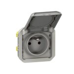 Prise de courant 2p + t plexo composable gris (069551l)