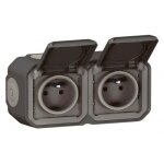 Prise de courant 2x2p + t complet - saillie - �tanche - anthracite - plexo legrand
