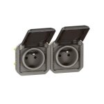 Prise de courant 2x2p + t horizontale plexo composable anthracite (069842l)