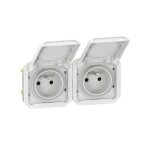 Prise de courant 2x2p + t horizontale plexo composable blanc (069642l)