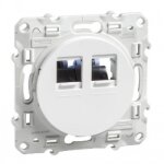 Prise de courant faible - 2xrj45 grade3 - blanc - odace schneider