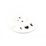 Prise encastrable incara? disq 80 - 2p + t - usb a / c - rj45 - blanc legrand