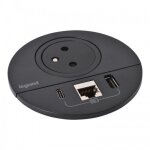 Prise encastrable incara? disq 80 - 2p + t - usb a / c - rj45 - noir legrand