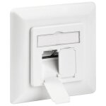 Prise rseau encastrable insert avec plaque centrale et chssis cat 6a goobay 68721 blanc