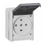Prise saillie tanche 3p + n + t 32a  volet legrand plexo gris