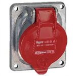 Prise tableau 32 amp�res 3p + t ip44 rouge - legrand hypra 52933