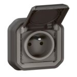 Prise avec terre encastr�e plexo ip55 16a - anthracite - legrand