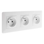 - prise triple 2p + t 16a encastrable 3680w / 230v - compatible triple boîte - design moderne avec réglage ... - prise triple 2p + t 16a encastrable 3680w / 230v - compatible triple boîte - design moderne avec réglage ...